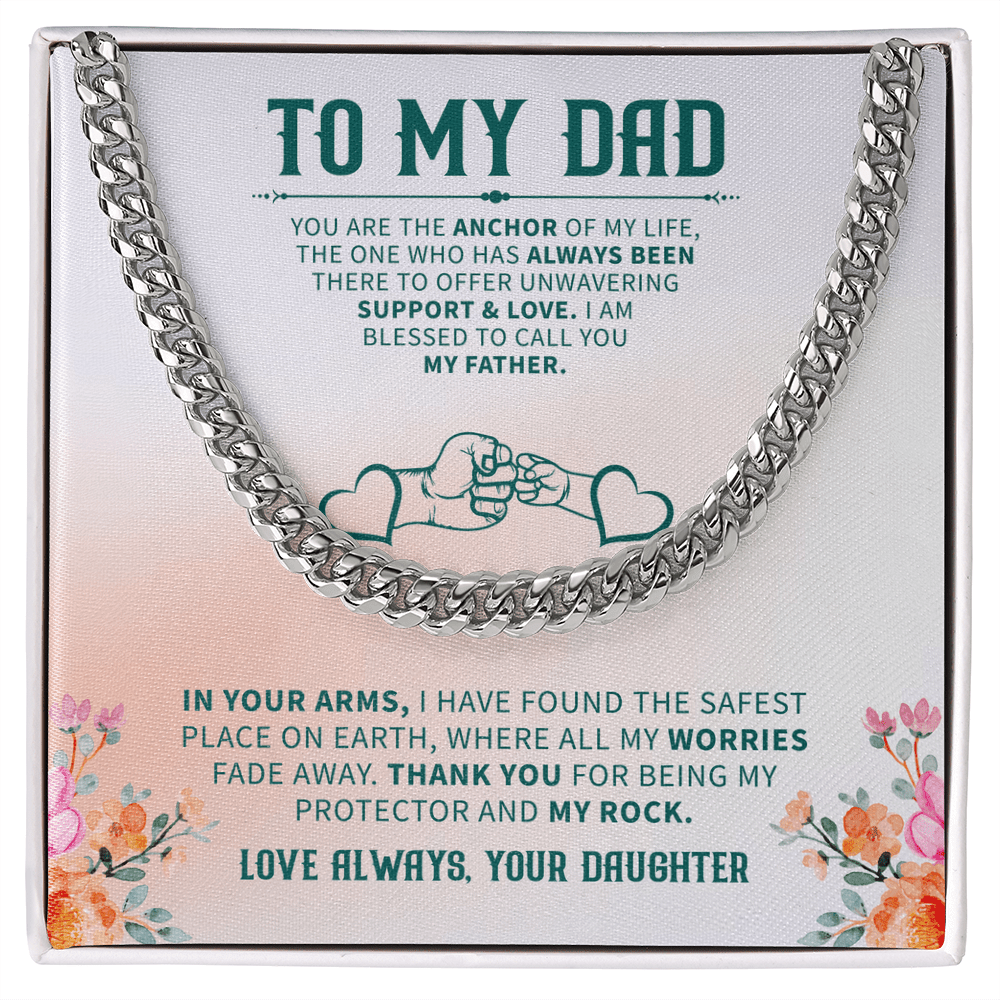 To My Dad Cuban Chain Necklace Christmas Gifts For Dad, Dad Birthday Gifts from Daughter, Best Dad Ever Gifts - Beauty Belliss